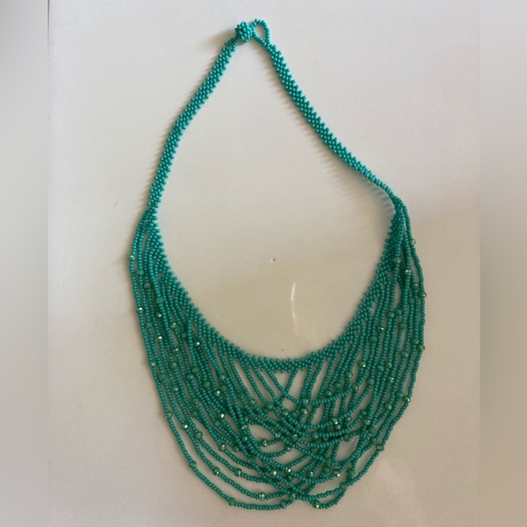 Turquoise Seed Bead Multilayer Necklace, NWOT - Picture 2 of 7